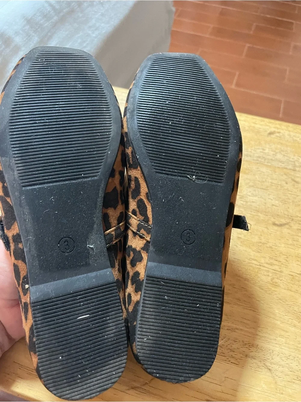 Youth Art Class Bronwyn Mary Jane ballet flat shoe black brown animal print 3